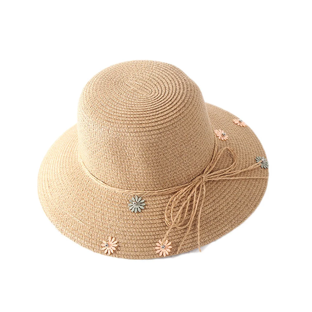 Женская Дамская летняя уличная плетеная Цветочная Солнцезащитная шляпа