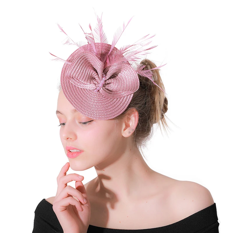 

Fascinators Hat Women Flower Mesh Ribbons Feathers Fedoras Hat Headband or a Clip Cocktail Tea Party Head wear for Girls LM029