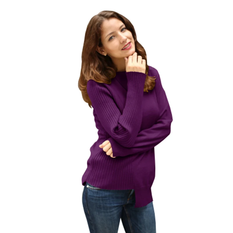 

2020 New Autumn Winter Women's Fashion Long Sleeve Sexy Shirt Korean Version Slim Fit Pullovers O-neck Sweater Irregular edges