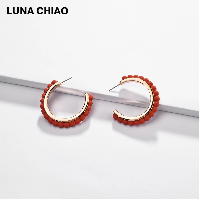 LUNA CHIAO модные ювелирные изделия резиновое покрытие цветные серьги кольца женские