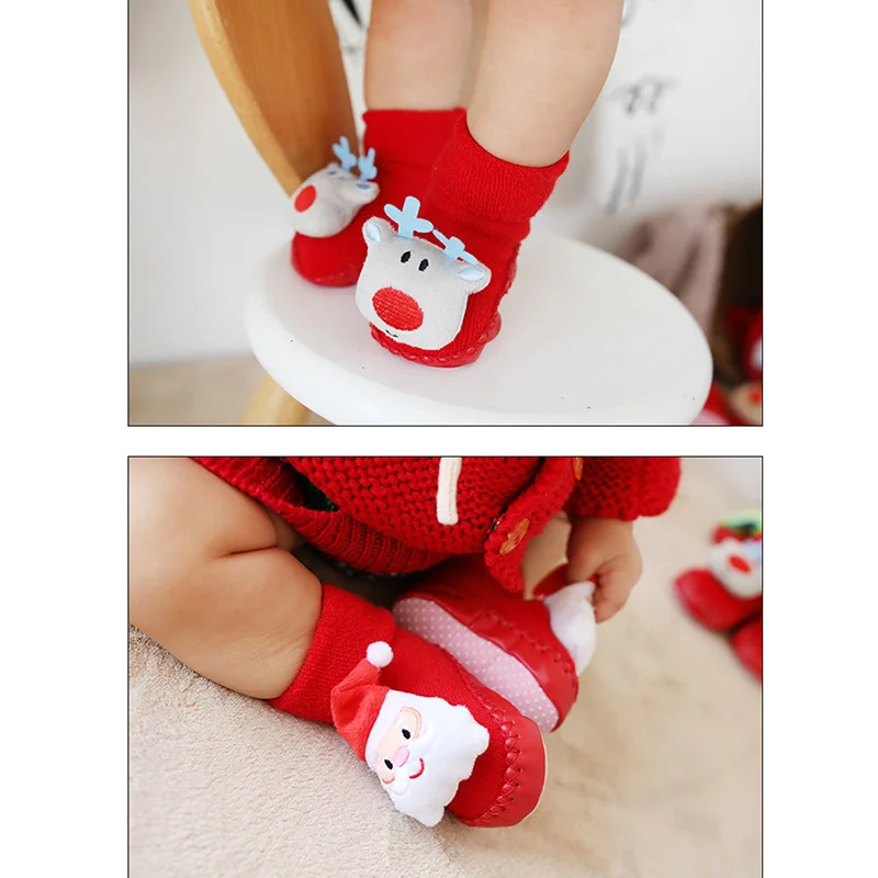 0-2 Years Old Newborn Socks Christmas Children's Socks Winter Thicken Warm Baby Socks Children Toddlers Floor Socks Christmas