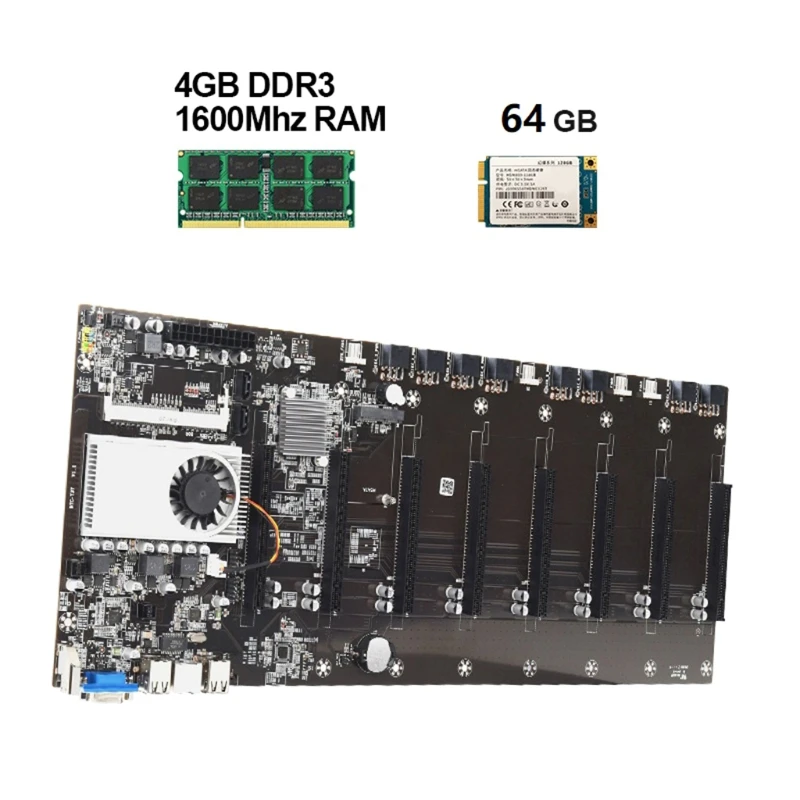 

BTC-T37 Mining Motherboard Extendable Port 8 PCI-E 16X VGA Interface Integrated