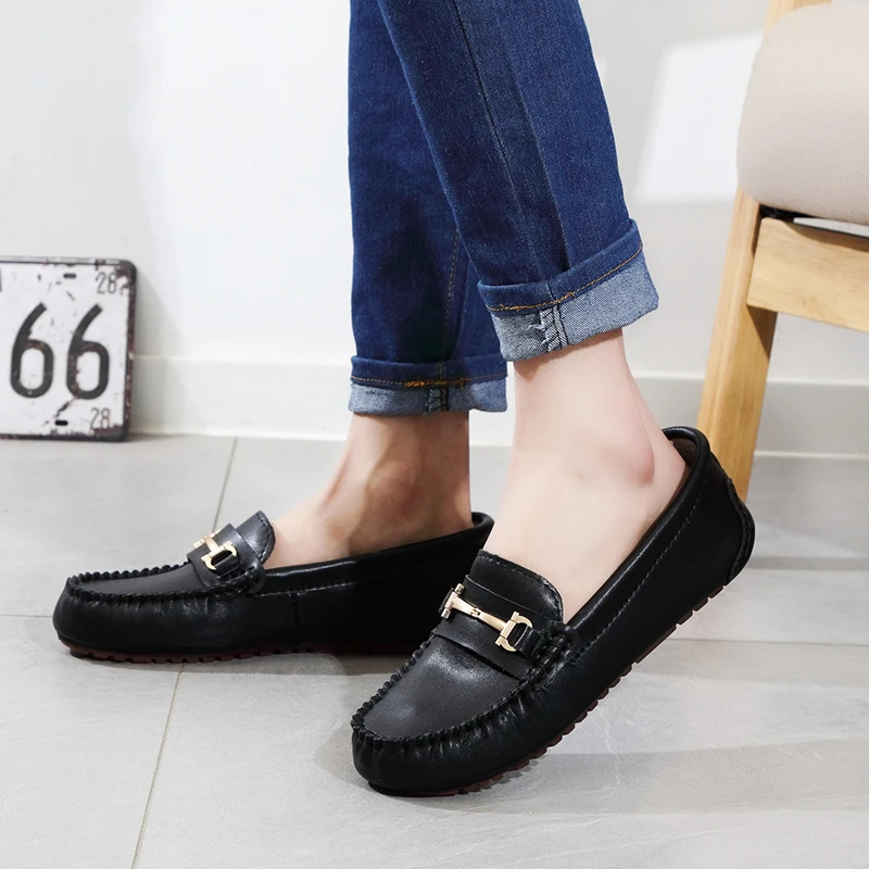 

2020 Fashion Women Genuine Leather Flat Shoes Handmade Moccasins Lady Leather Loafers Casual Driving Shoes Women Flats Shoes
