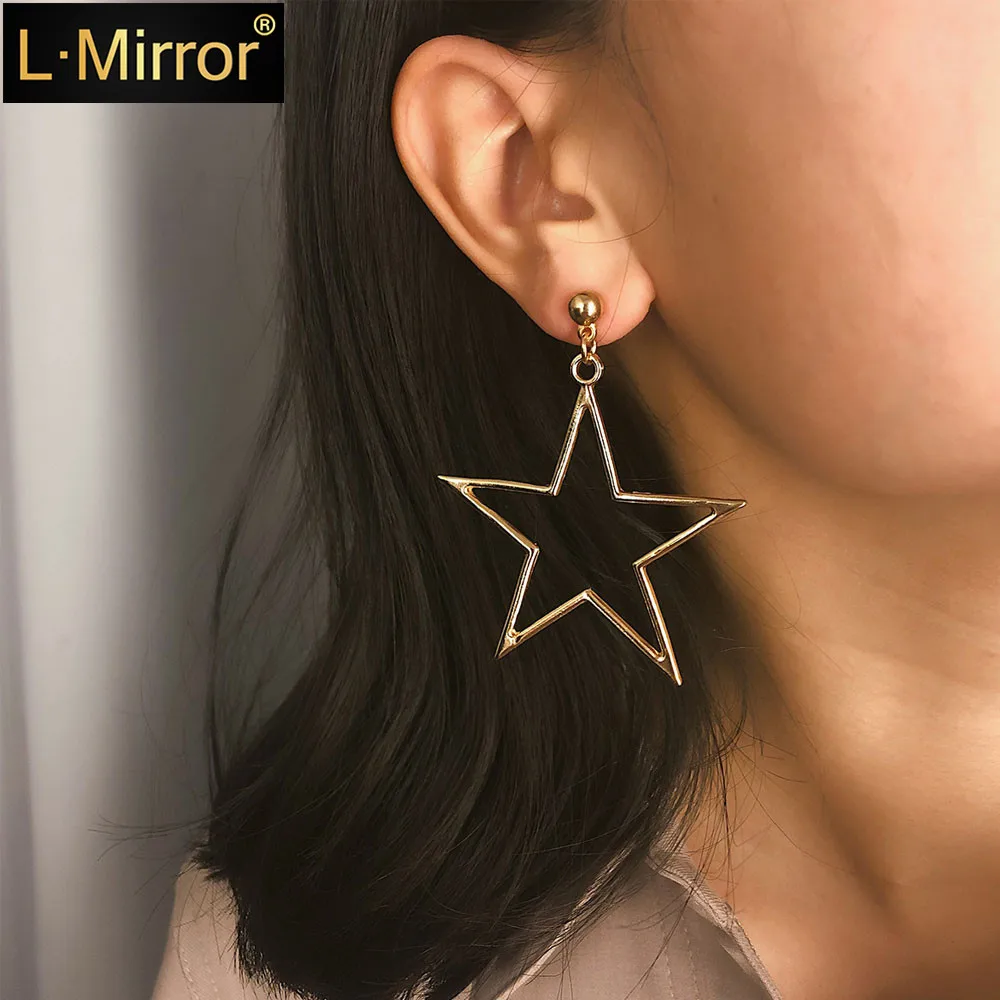 L.Mirror 1 пара женские серьги капли полые сплав блестящие звезды для выпускного