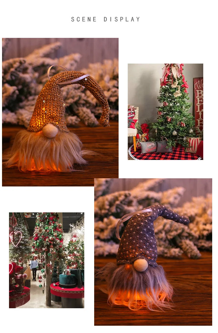 

LED Glow Light Christmas Doll Pendant Festival House Ornaments Christmas Tree Hanging Accessories Creative Decorative