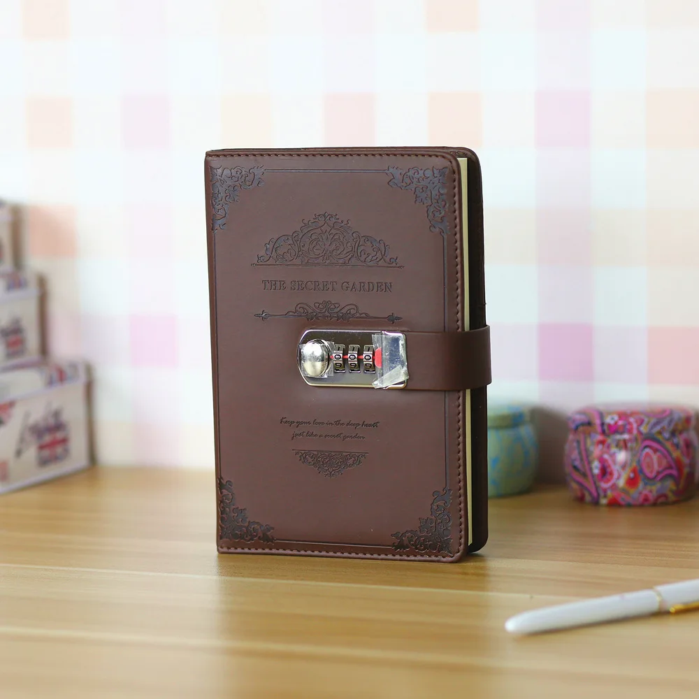Дневник с замком блокнот А5 винтажная Запираемая бумага из искусственной кожи