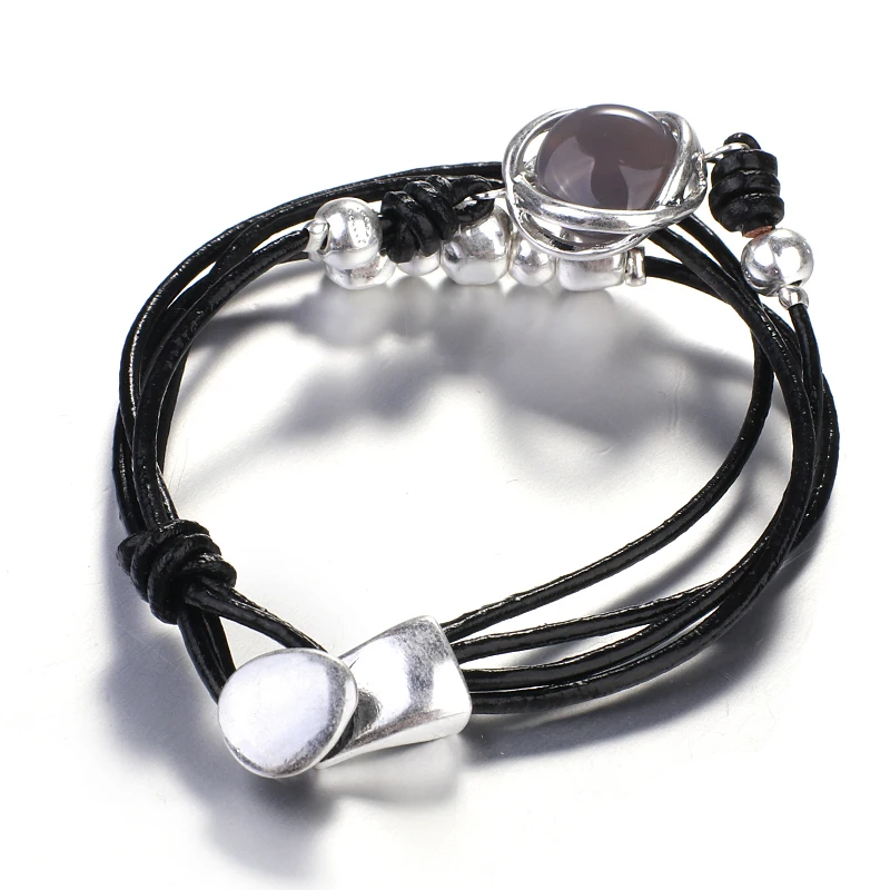 Богемный Браслет ALLYES для женщин матовый черный браслет с пряжкой женские