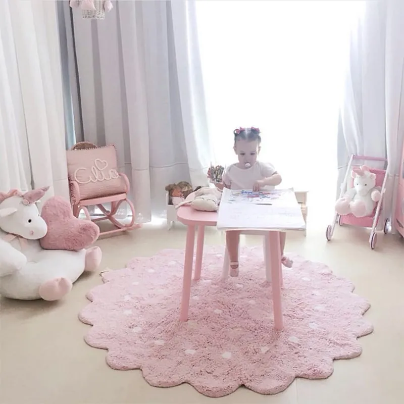 Круглый ковер в скандинавском стиле мягкий хлопковый детский коврик для дома