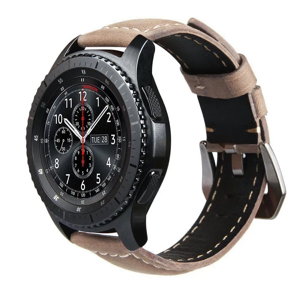 Ремешок из натуральной кожи для samsung gear S2 sport Frontier Classic galaxy Watch active 42 мм Band huami amazfit bip 20 мм huawei GT2