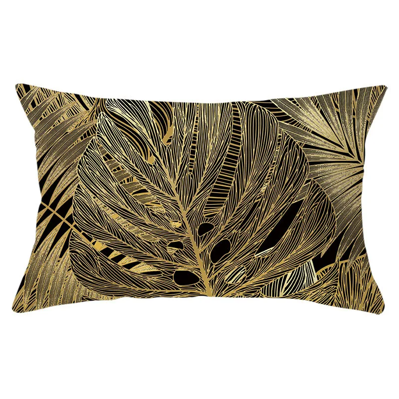 

Tropical Leaf Cushion Cover Black Yellow Rectangle Pillow Covers 30x50 Floral Decorative Sofa Cushions Throw Pillows Pillowcases