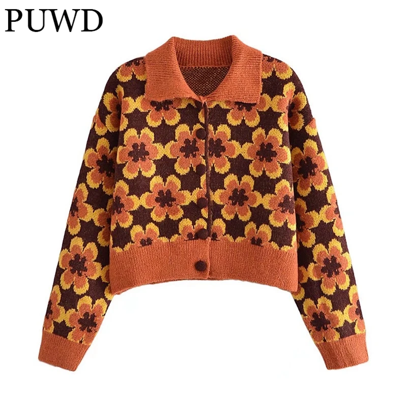 

Женская трикотажная жаккардовая куртка PUWD с геометрическим узором, весна-осень 2022