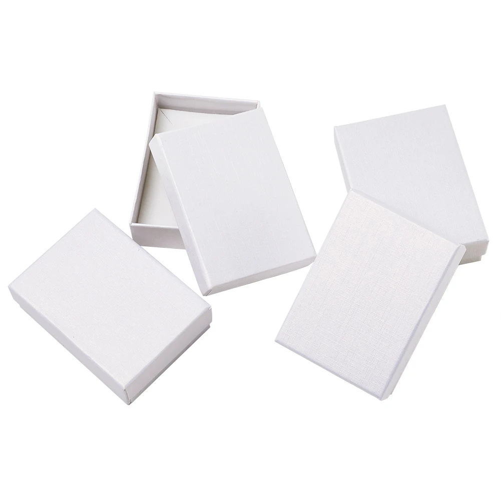 

60Pcs White Rectangle Cardboard Jewelry Set Boxes Necklaces Bracelets Earrings Storage Display Gift Box Packaging 9x6.5x2.8cm