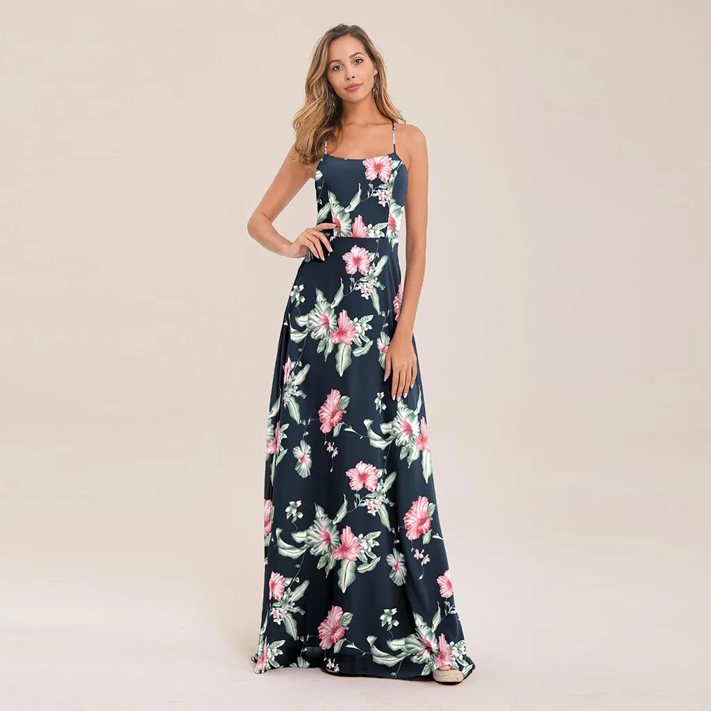 KANCOOLD платье модное женское vestidos с круглым вырезом без рукавов открытой спиной