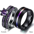 Модные кольца для влюбленных, модные радужные кольца из карбида вольфрама, милые женские кольца с фиолетовым цирконием, набор свадебных колец, хороший подарок