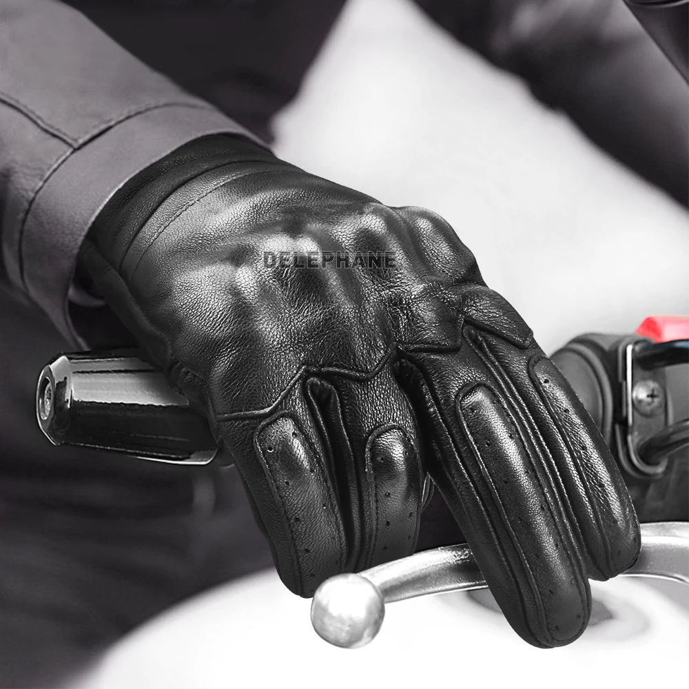Зимние Летние кожаные перчатки с закрытыми пальцами для мужчин и женщин защитные