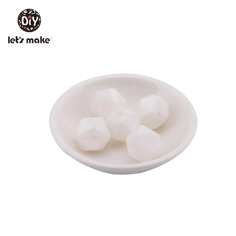 pearl white Let' s сделать 20 шт. Силиконовые Бусины Пищевой шестигранный силиконовый шарик 14 мм Сделай своими ругами слингобусы соска цепь Bpa Бесплатный Детский Прорезыватель - Цвет: pearl white