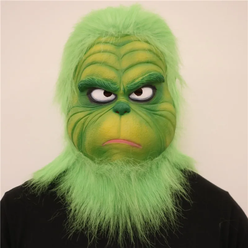 Маска Grinch, маскарадные костюмы Санта-Клауса, шлем лося, как Grinch украли, рождественские реквизиты с зелеными волосами для мужчин, детей, взрослых - Цвет: Mask 4
