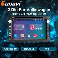 eunavi 2 din android 10 car radio multimedia video player for vw passat b5 mk4 mk5 jetta bora polo transport t5 2din dvd gps