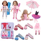 Розовая кукла серии, балетная одежда, обувь зонтик багаж дорожные наборы Fit 18 дюймов американская кукла для девочек и 43 см для ухода за ребенком для мам Baby Doll России 