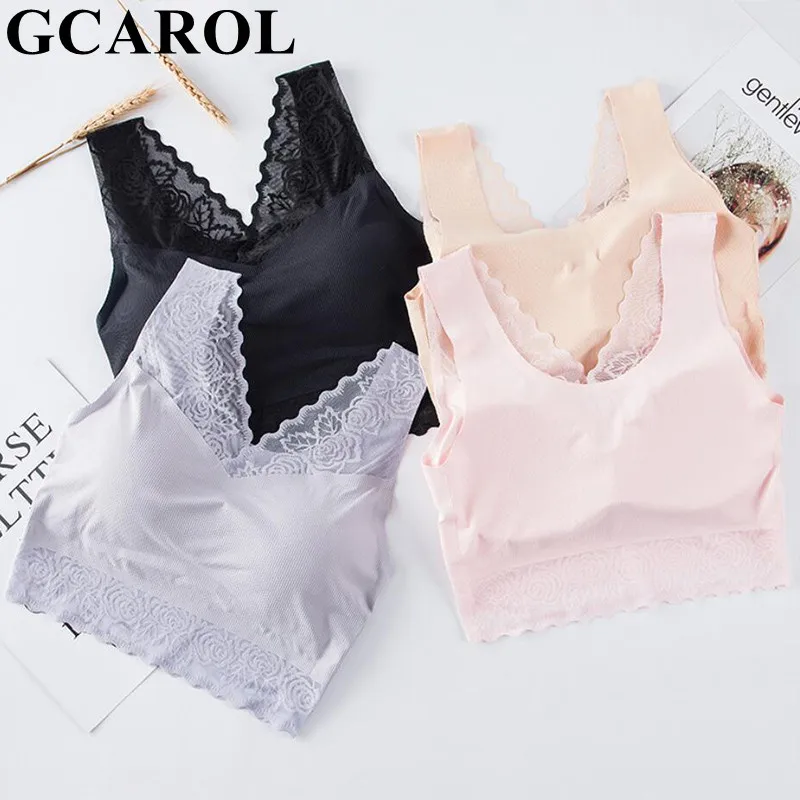 Женский бесшовный бюстгальтер GCAROL спортивный кружевной без стального кольца с