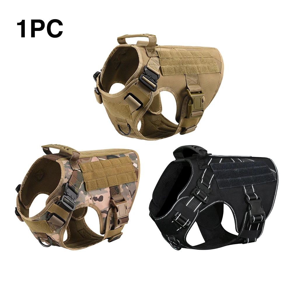 

With Handle Loop Panels Pet Supplies No Pull Durable Outdoor Molle Vest Nylon Running Working Training Quick Release Dog Harness