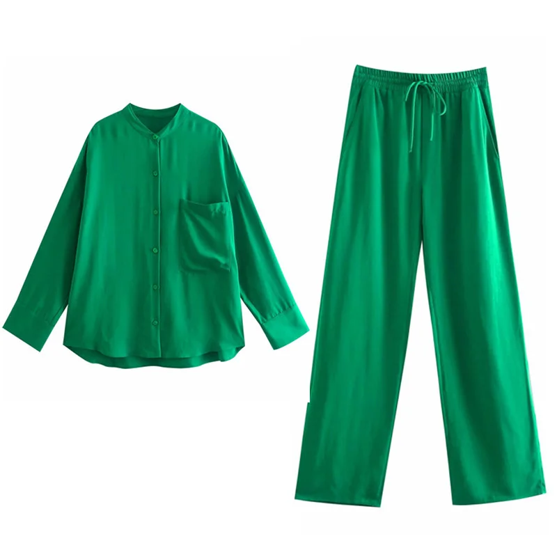 Повседневный Женский костюм PUWD зеленая Свободная рубашка весна 2021 Модный