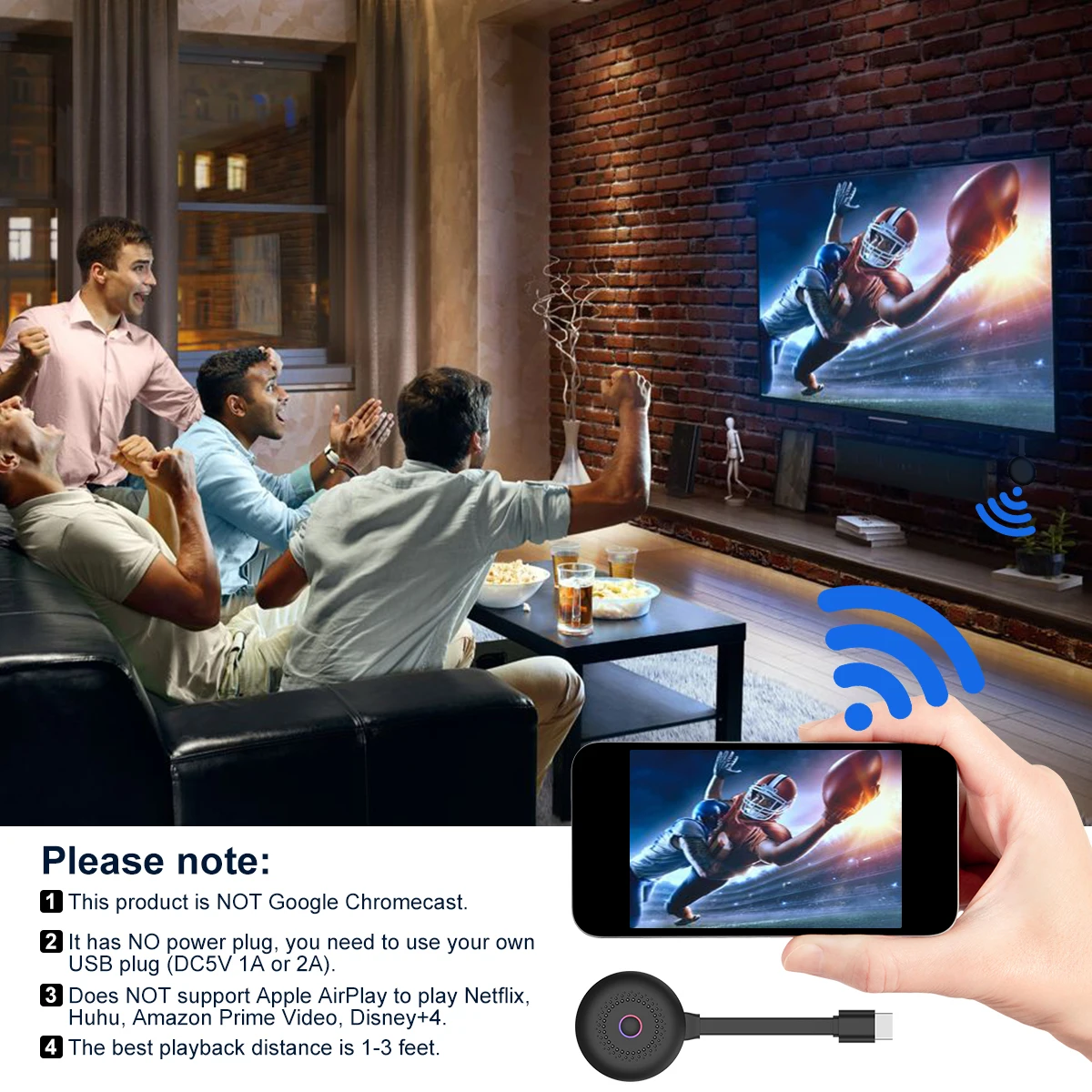 

Wireless G12 TV Stick Built In WiFi Module 2.4GHz Display HD Screen Dongle Receiver Mirroring 1080P Wireless Same Screen Device