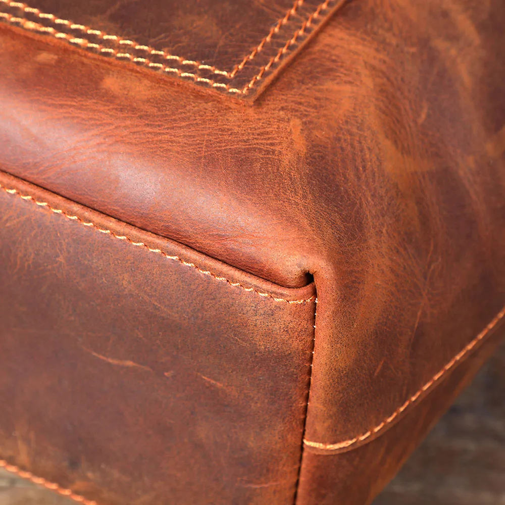 Coffee Leather Tote Bag | Aurora™