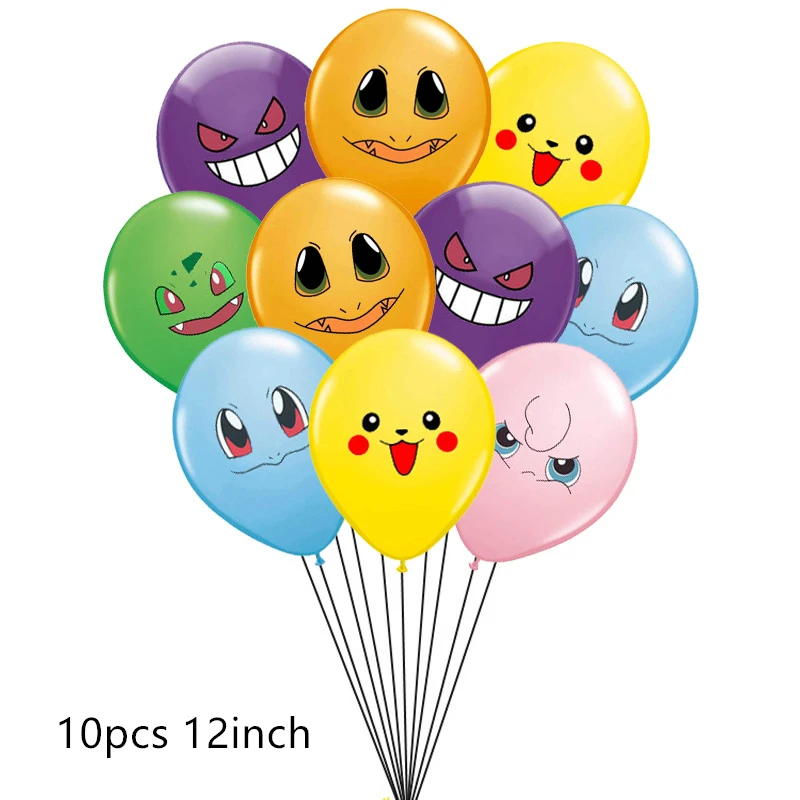 10pcs 12inch mix Новинка 12 дюймов Мультяшные шары Пикачу pokemon go expression шарики для день рождения вечерние украшения для детского душа детские игрушки в виде героев - Цвет: 10pcs 12inch mix