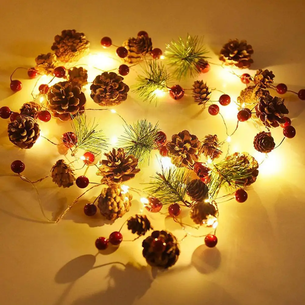 

20 LED Christmas Lights Outdoor Waterproof Christmas Fairy Patio Wire Lamp Garland Cone Pine Decorate Copper Light G2A0