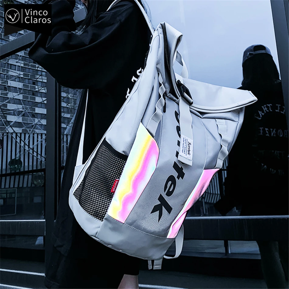 

Fashion Reflective Design Youth Backpack Trend School Backpacks for Teenagers Large Capacity Waterproof Tactical Men's Backpack