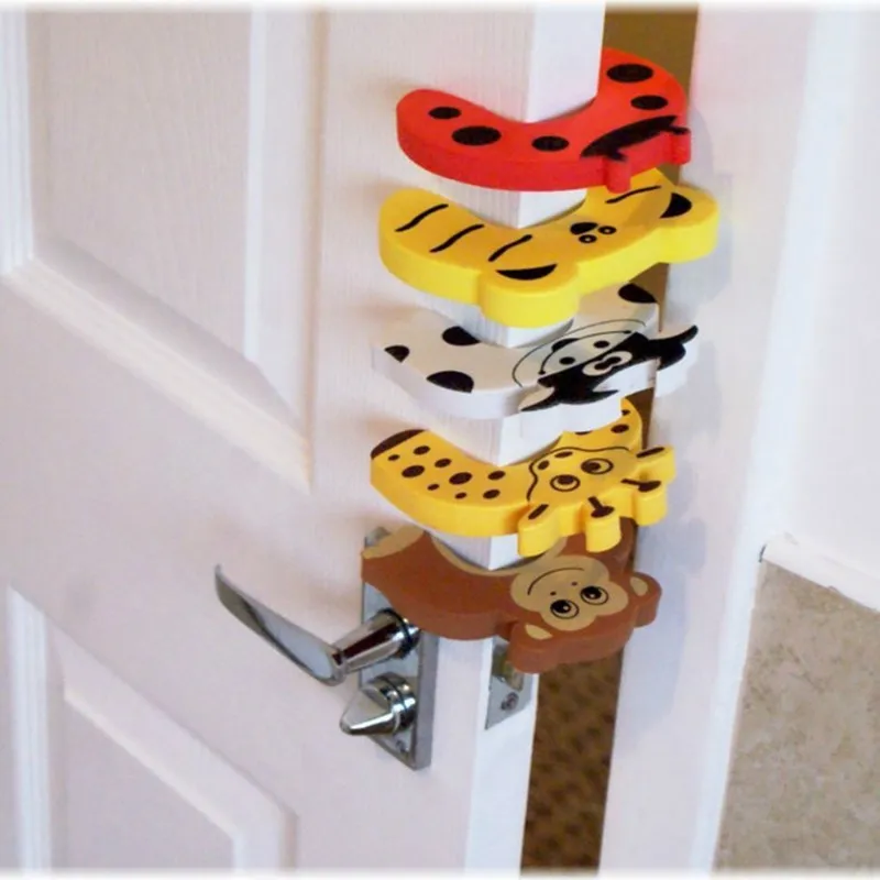 Topes de puerta de seguridad para ni&ntilde;os y beb&eacute;s, protecci&oacute;n para los dedos, prevenci&oacute;n de ruido, antipellizco, Color aleatorio-0