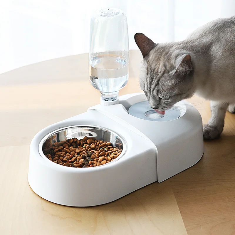

2 in 1 automatic water fountain for pet dog and cat, stainless steel food container, automatic hard water bowl, accessories for