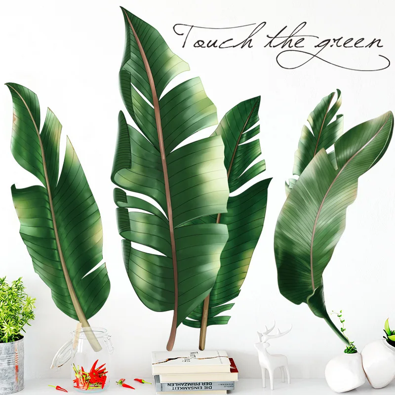 

Environmentally-friendly removable wall stickers small fresh literary tropical leaves decoration roll leaves