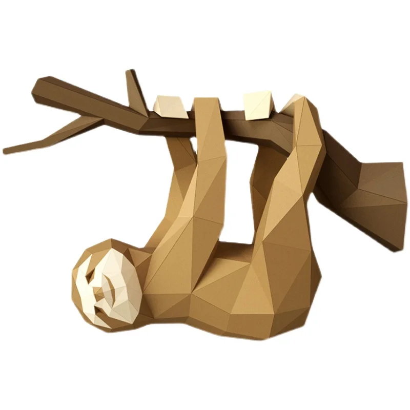 Спящий большой ленивец бумажный 3D набор для самостоятельной сборки, творческие предметы домашнего декора, реквизит ручной работы, милые геометрические фигуры животных.