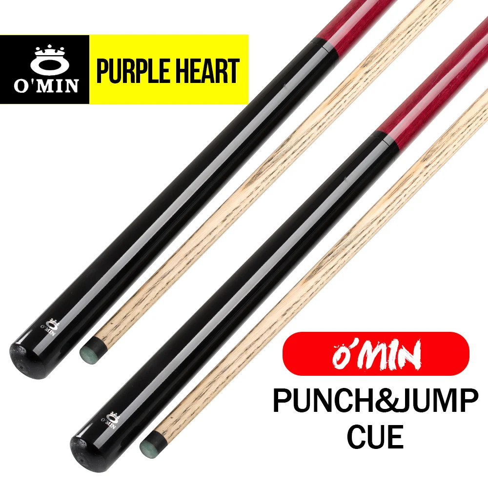 O'min Break Punch & Jump Cues 13.8mm Tip 3 Pieces Break&Jump Cue Ash Shaft 8 Teeth Joint Stick Professional Billiard Punch Kit