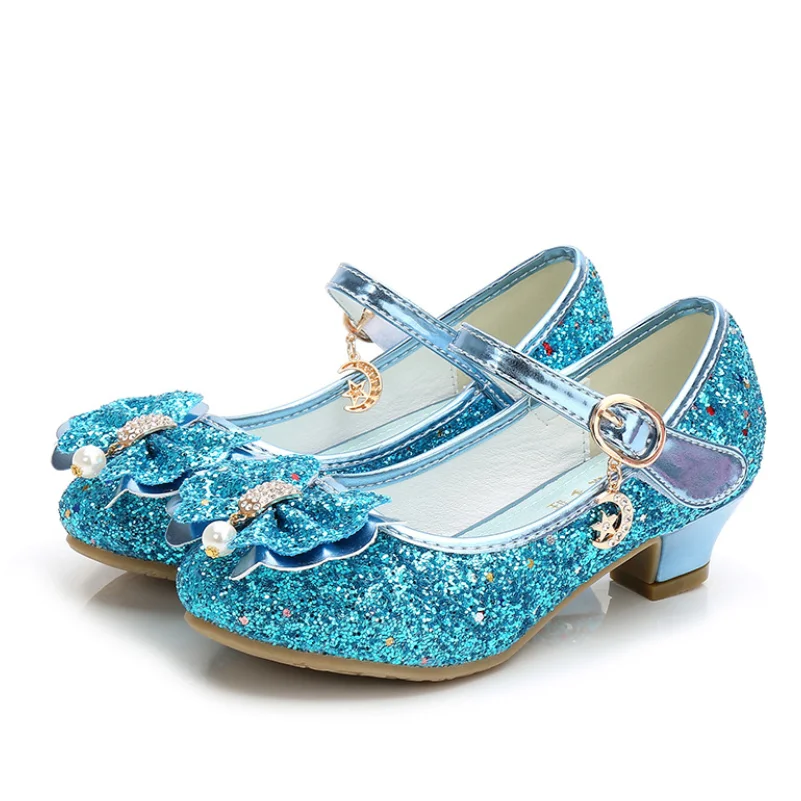 

Spring Children Shoes Girls High Heel Princess Dance Sandals Kids Shoes Glitter Leather Fashion Girls Party Dress Wedding Shoes