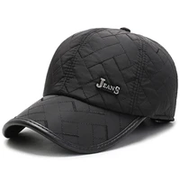 new autumn and winter hat mens fashion embroidery geometric pattern mens baseball cap thickened ear protection to keep warm