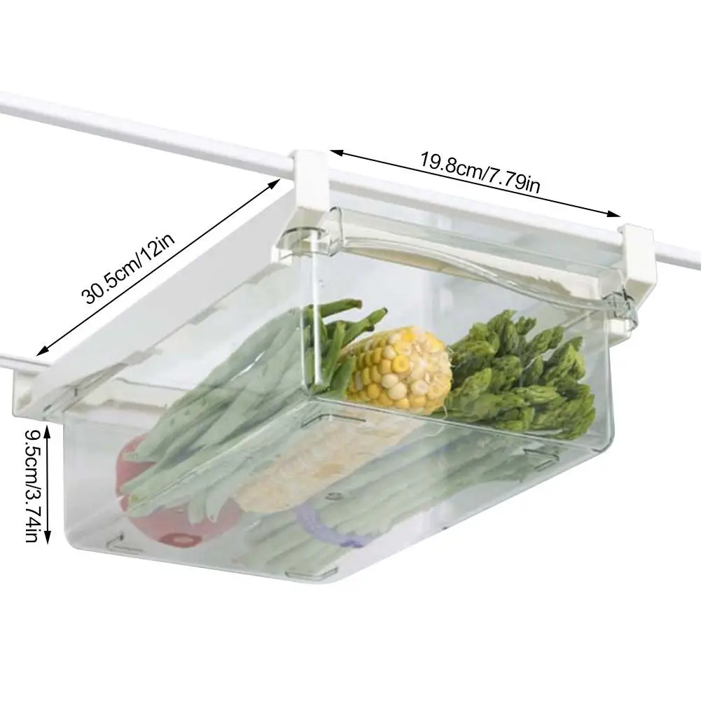 Plastic Clear Fridge Organizer Slide Under Shelf Drawer Box Rack Holder Refrigerator Kitchen Fruit Food Storage | Дом и сад