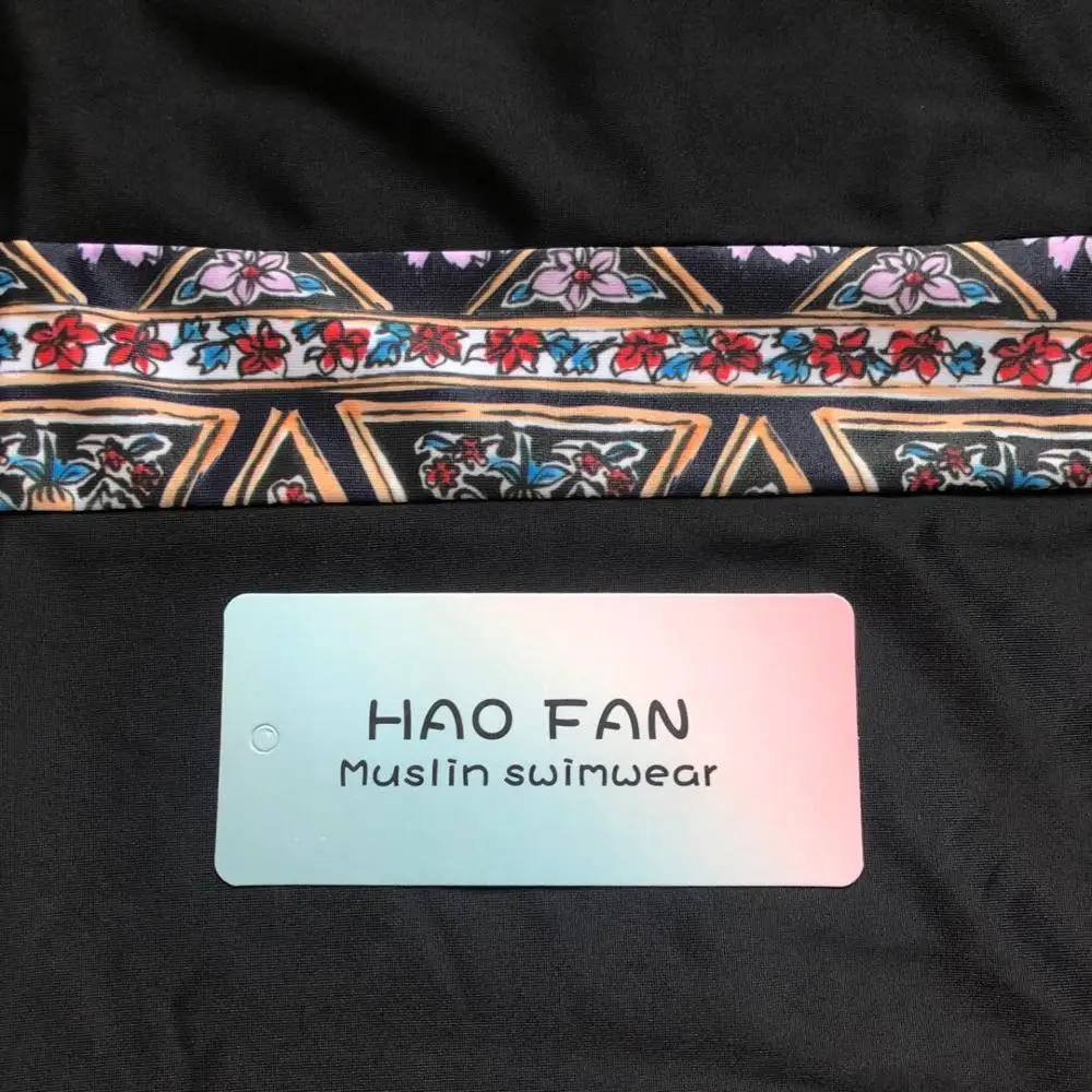 

HAOFAN Muslim swimwear Floral Women's Modest Swimsuit Muslim Swimwear Rash Guard Surfing Suit Short Sleeve Bathing Suit Burkinis