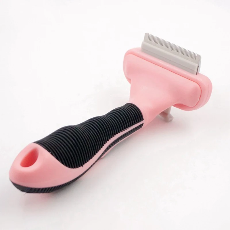 Peine para perros y gatos, herramienta de aseo para mascotas, excelente ABS duradero y cepillo de acero inoxidable, removedor de pelo, rastrillo-3