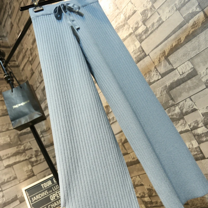 SETWIGG женские шерстяные брюки в полоску с широкими штанинами трикотажные