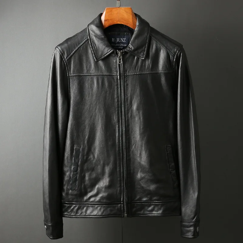 

Sheep leather single leather jacket leather jacket simple lapel leather jacket