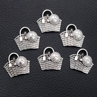 8pcslot silver plated basket charm metal pendants diy necklaces bracelets jewelry handicraft accessories 2522mm p187