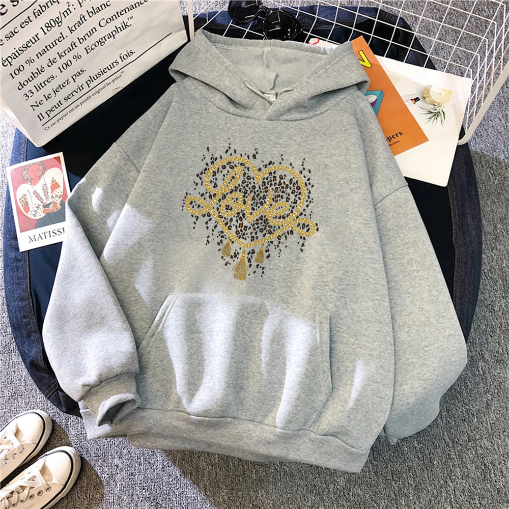 

Liebe Druck Hoodies Frau Einfachheit Hip Hop Kleidung Mode Warme Hoodie Herbst Neue Crewneck Weibliche Sweahoodies