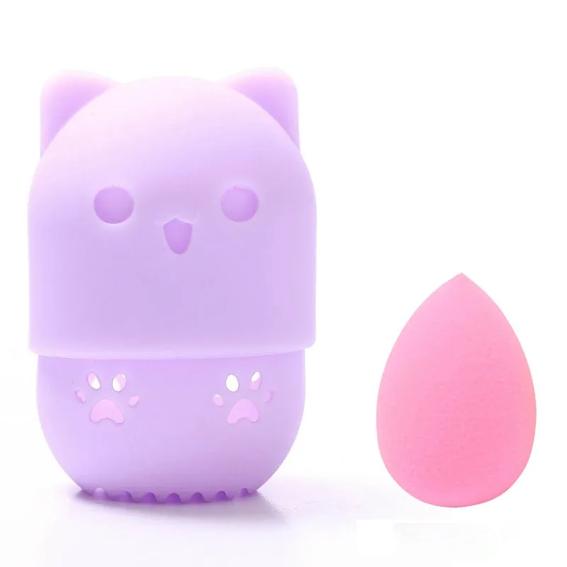 purple-10pcs 10/20/30 шт мини губка яйцо с 10 Цвета Форма макияж губка силиконовый держатель для питьевой косметический слойка мини пуховка для пудры - Цвет: purple-10pcs