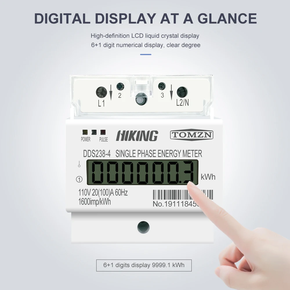20(100)A 110V 60HZ DDS238 4 Однофазный Din rail KWH Watt час din energy meter LCD|lcd port|lcd tv card readerlcd clock |