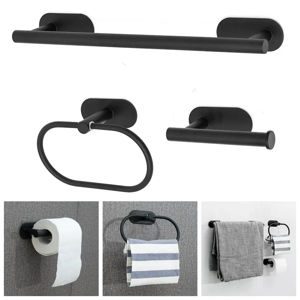 

3pcs/set Kitchen Bathroom Shower Shelf Holder for Paper Towel Hanger Organize Hardware Wall Mount Bathroom Organizer Shelves
