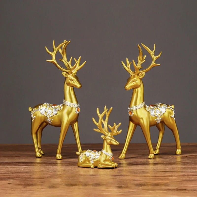 

New Creative Home Furnishings Light Luxury Suit Auspicious Elk Resin Ornaments Beautiful, Practical And Safe Ornaments