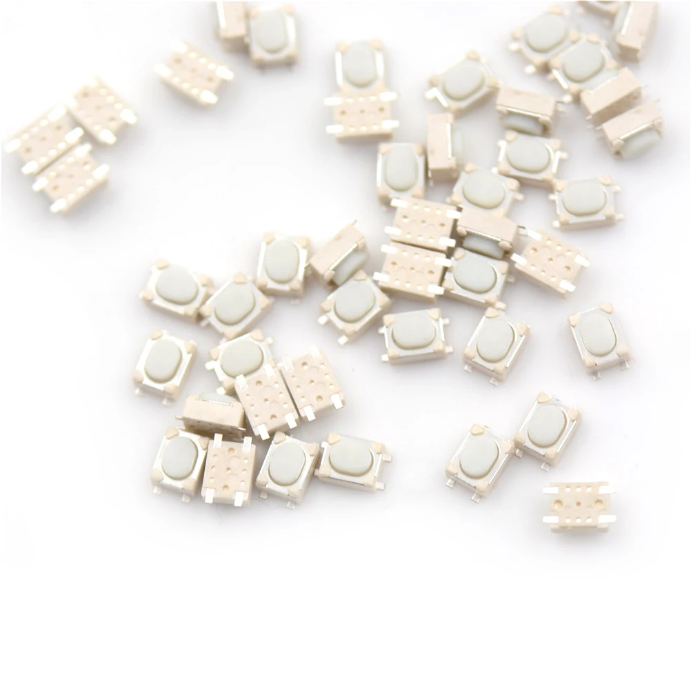 50 шт./лот микрокнопочный тактовый переключатель SMD 4Pin 3x4x2.5мм белый тактильный